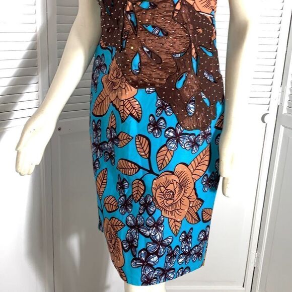Vintage Bold Floral Mod Dress With Appliqué Size Medium - Picture 14 of 15